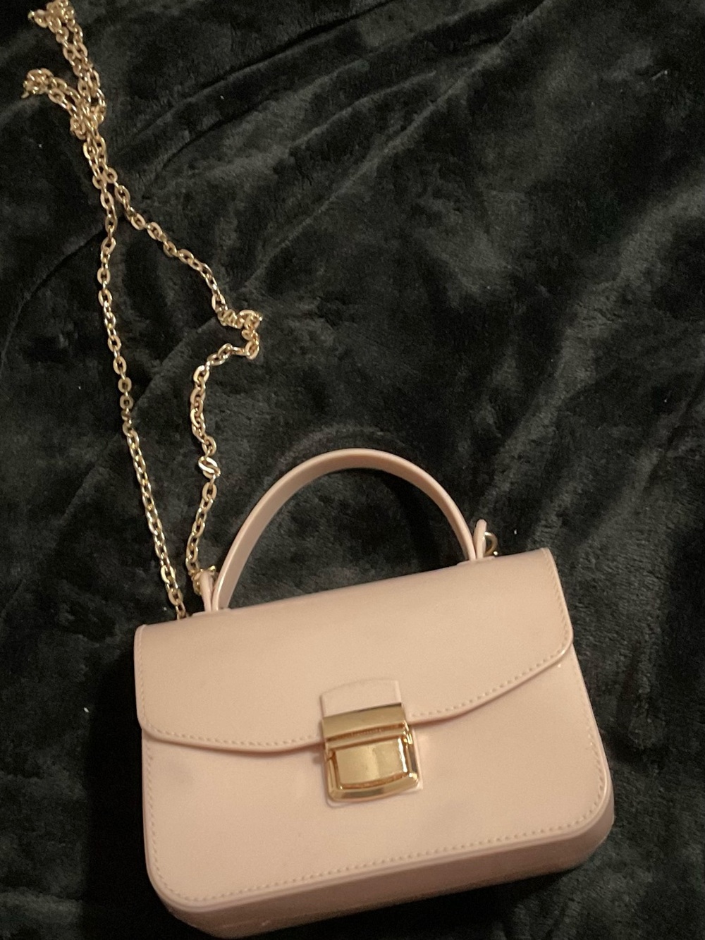 Women’s Blush Pink Top-Handle Crossbody Bag with Gold Hardware